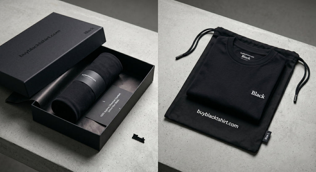 Premium Black gift box and branded dust bag packaging